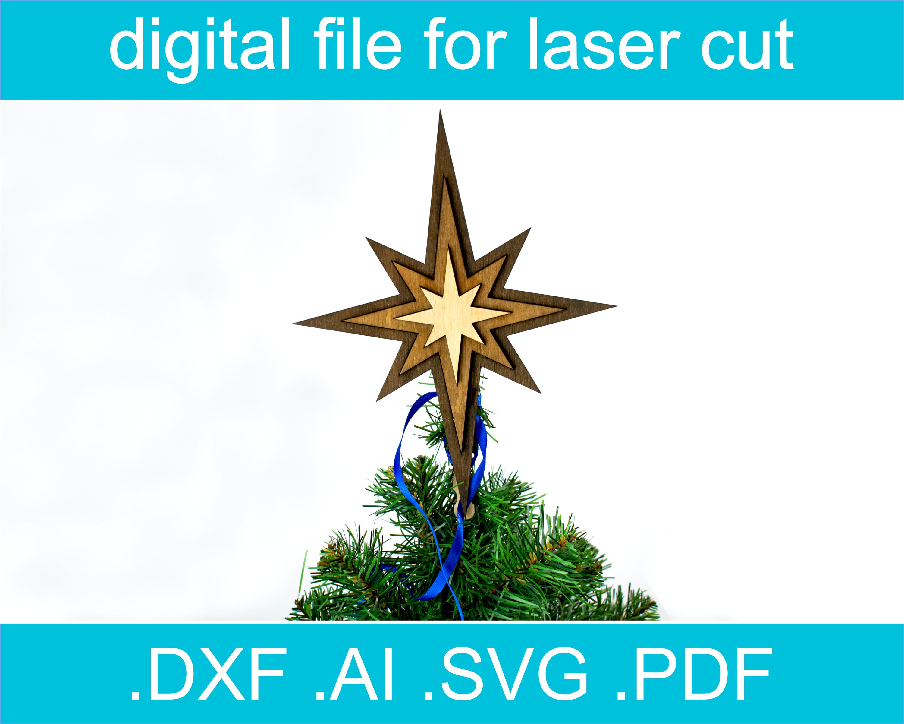 Christmas Tree Topper Star SVG Laser Cut File Etsy