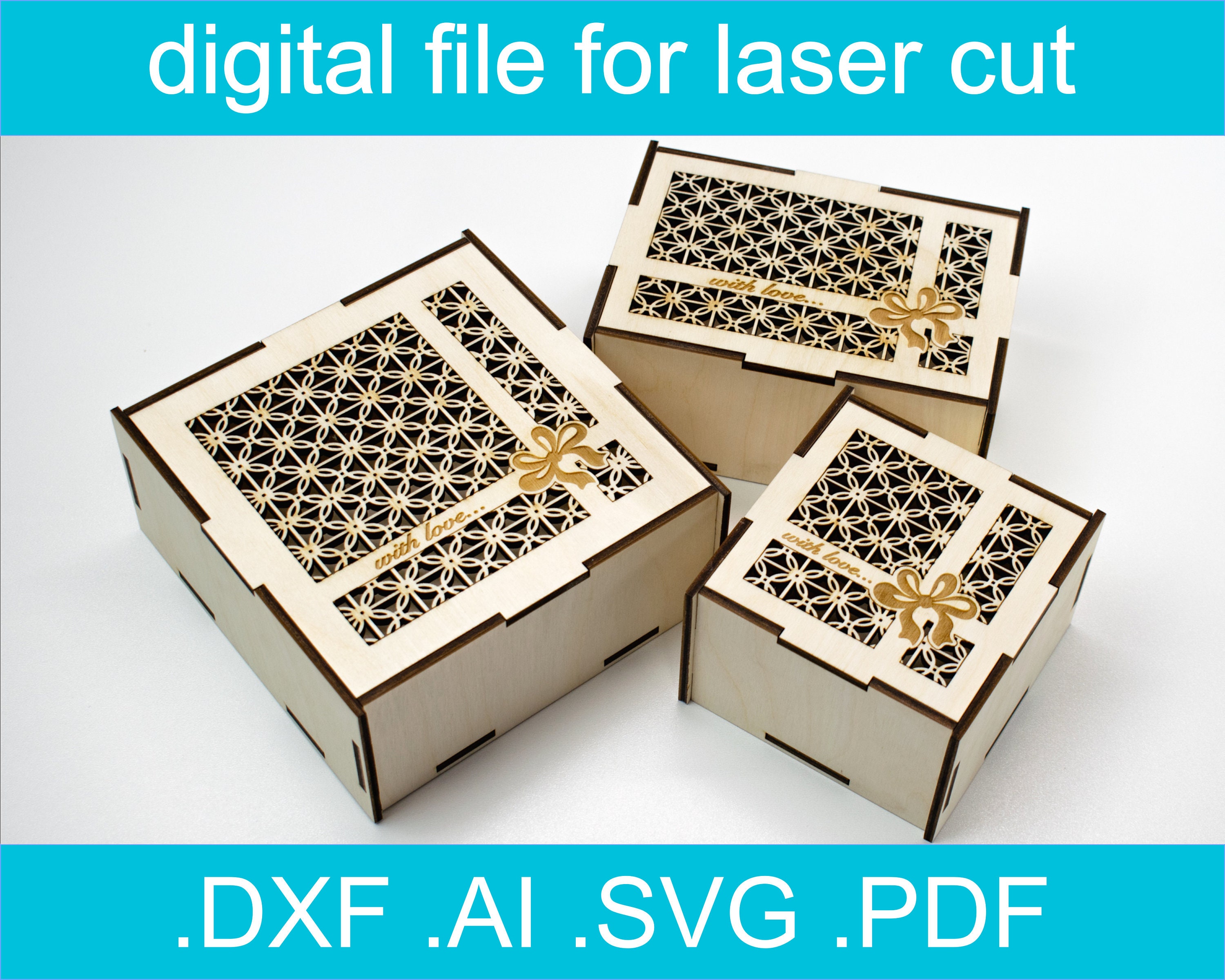 Laser Cut Files Box SVG Bundle 3 Sizes Laser Cut Vector for Glowforge ...
