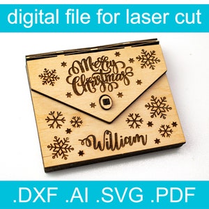 Sobre navideño SVG • Adorno navideño SVG • Archivo cortado por láser • Glowforge • Xtool d1 • Lightburn • CNC • Gráficos vectoriales