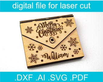 Christmas Envelope SVG • Christmas Ornament SVG • Laser Cut File • Glowforge • Xtool d1 • Lightburn • CNC • Vector Graphics