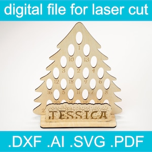 File tagliati al laser per il calendario dell'avvento, albero di Natale in formato SVG, uova Kinder, albero di Natale in formato SVG laser, Natale in formato DXF, file Glowforge