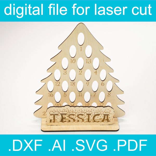 Laser Cut Files Advent Calendar, Christmas Tree SVG,  Kinder Eggs, Christmas Tree SVG Laser,  Christmas Dxf, glowforge files