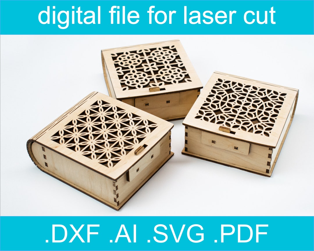 Laser Cut Files Box SVG Bundle 7 Designs Laser Cut Vector for Glowforge ...