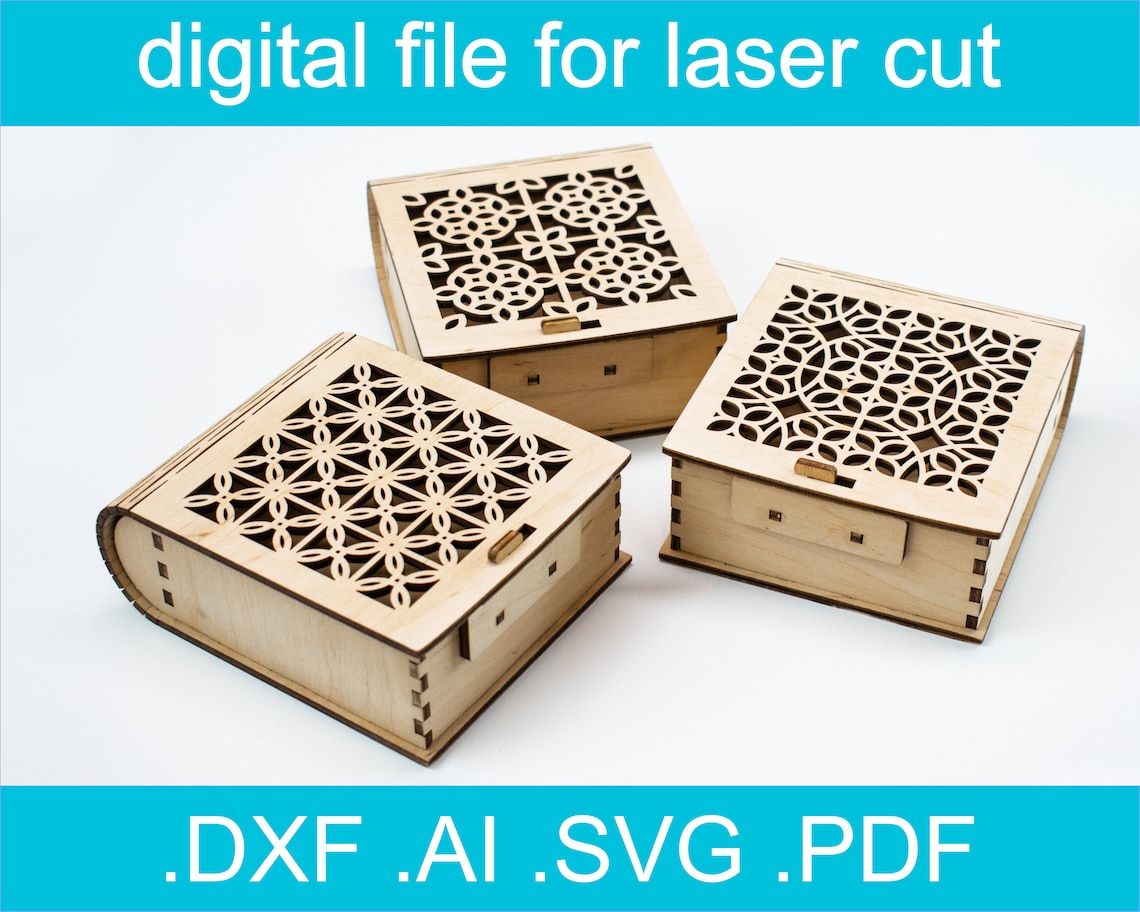 Laser Cut Files Box SVG Bundle 7 Designs Laser cut Vector Pour Etsy