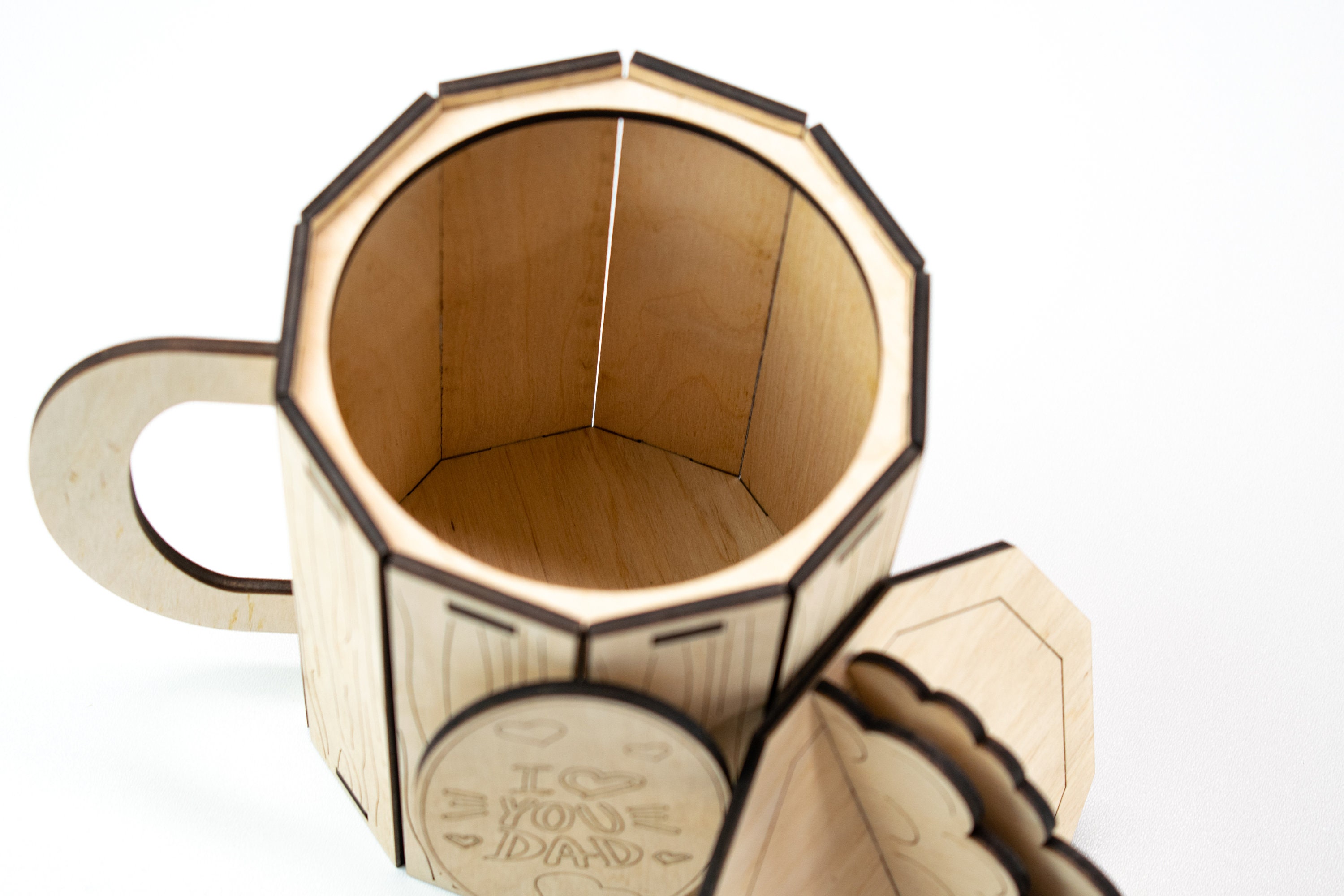 Father Day Laser Cut File Mug Gift Box SVG Wood Beer Mug Etsy