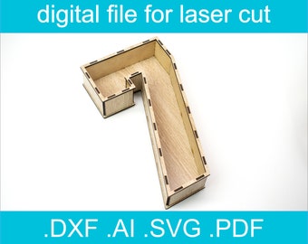 3D Number 7 SVG • Laser Cut File • Gift Box SVG • Glowforge • Xtool d1 • Lightburn • CNC • Vector Graphics