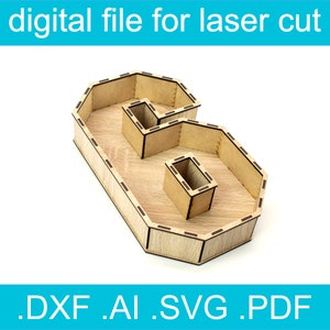 3D Numer 6 SVG • Plik do cięcia laserowego • Pudełko na prezent SVG • Glowforge • Xtool d1 • Lightburn • CNC • Grafika wektorowa