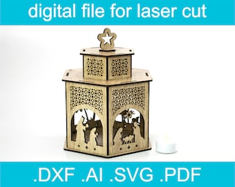 Nativity Scene SVG • Laser Cut File • Nativity Scene Lantern SVG • Glowforge • Xtool d1 • Lightburn • CNC • Vector Graphics