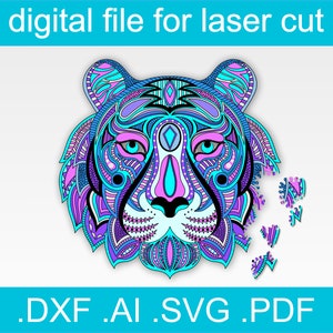 Arquivos de corte a laser Puzzle Tiger | Projeto Glowforge | Arquivos CNC para madeira | Arquivos SVG Glowforge | Ideias Glowforge | Projetos CNC | Quebra-cabeça de madeira