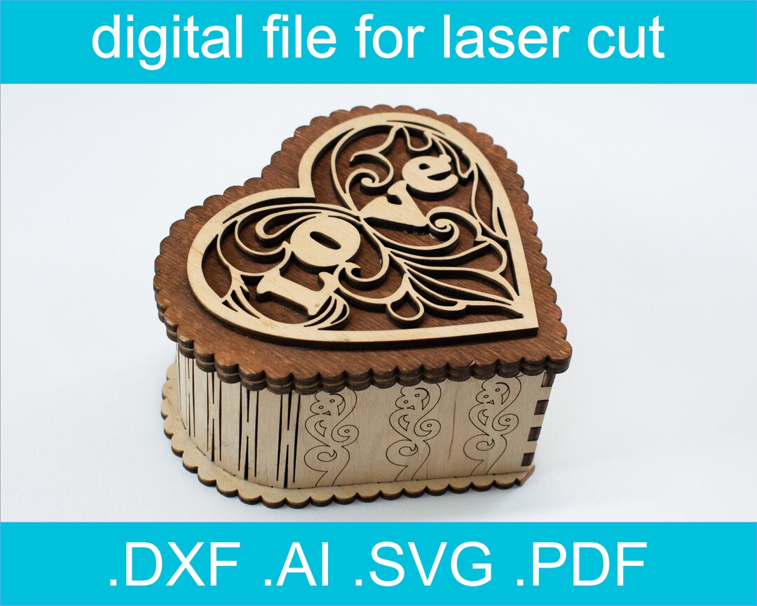 Laser Cut Files Box SVG Love Laser Cut Vector for Glowforge Gift Box ...