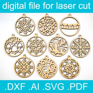 Laser Cut Dateien Weihnachtsschmuck SVG Bundle 10 Designs, WeihnachtsSvg, Weihnachten Dxf, Glühlampendateien