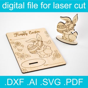 3D Puzzle Osterkarte SVG • Laser-Schnittdatei • Ostern SVG • Osterdekor zwart • Glowforge • Xtool d1 • Lightburn • CNC • Vektorgrafik