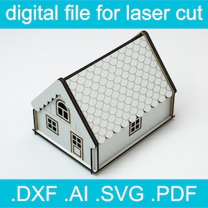 Laser Cut Files Box SVG Lasercut Vector For Glowforge House Box For Small Items