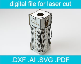 Laser Cut File - Wine Box SVG, Laser Cut Box File, Glowforge File, Lasercut File, Lasercut SVG, Glowforge SVG File, Cut File