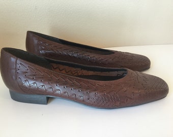 Women’s Romano Susie Shoes Flats Brown Leather Size 9 Made in Brazil