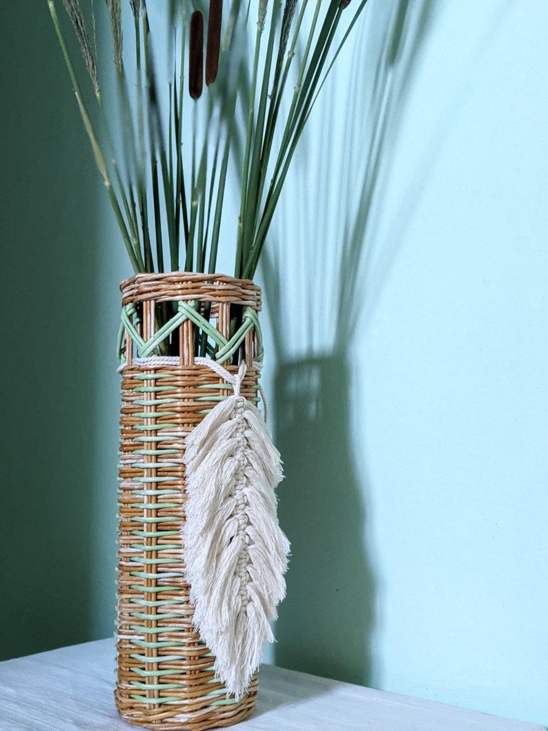 Wicker Tall Floor Vase Vase for Pampas Grass Unique Etsy