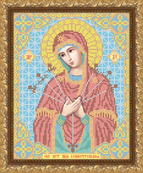 Madonna and Child religious picture icon beaded embroidery DIY kit