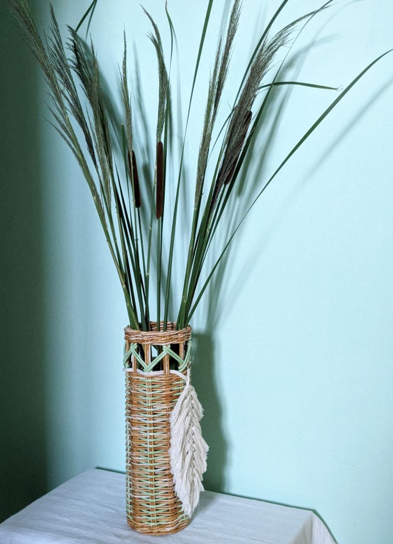 Wicker Tall Floor Vase Vase for Pampas Grass Unique Etsy