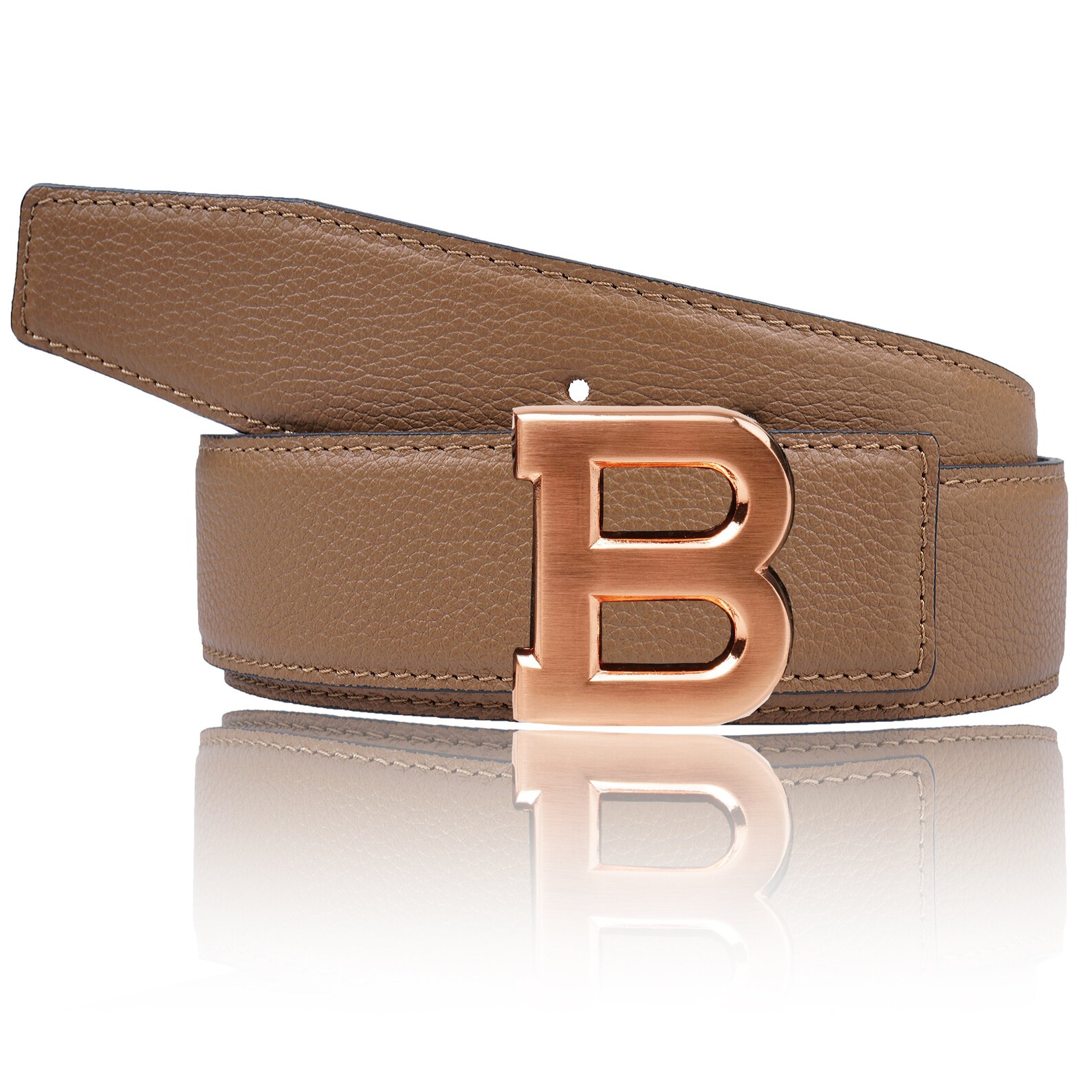 Tan reversible belt with B buckle Gold Silver Black in 1.57 Etsy