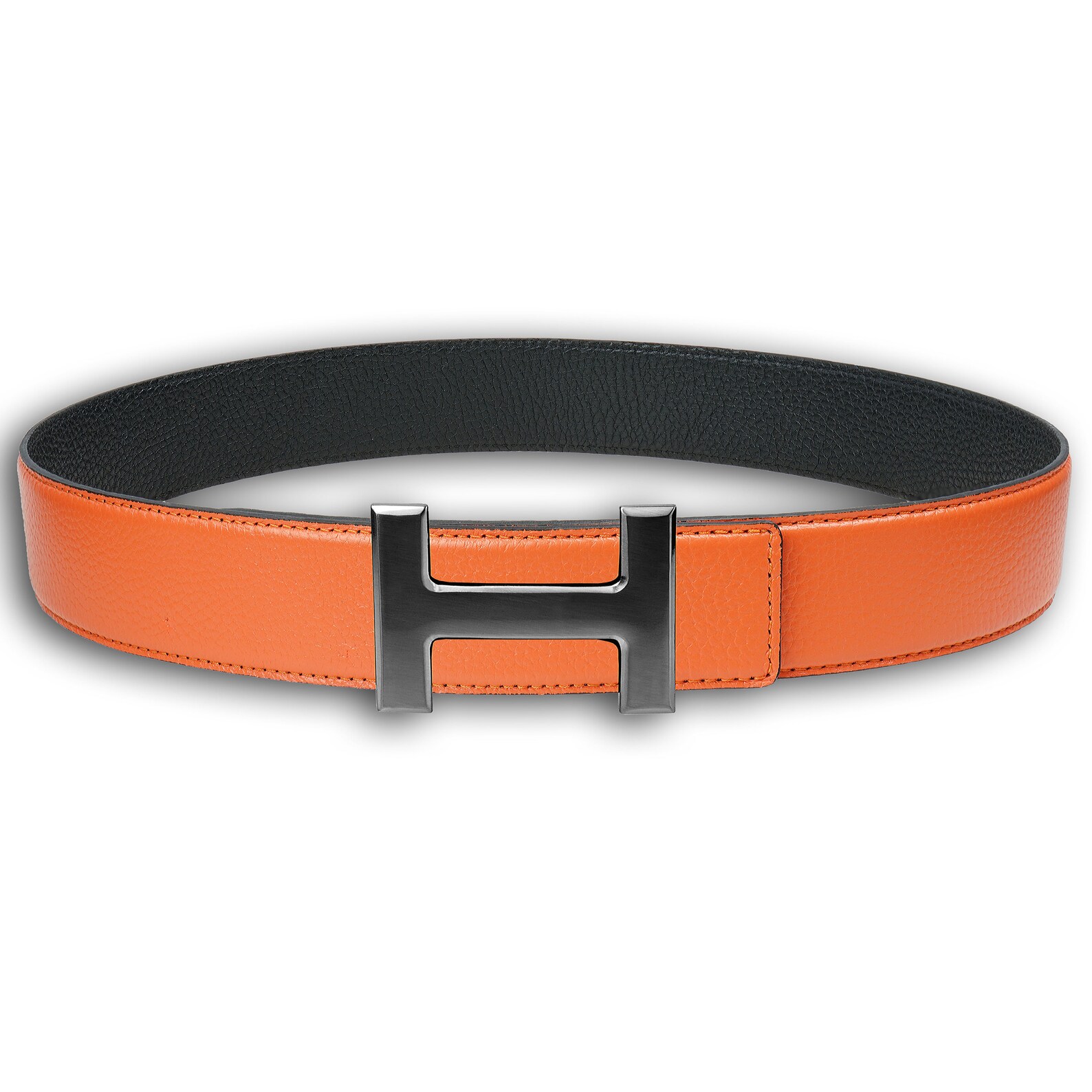 Orange reversible belt with H buckle gold Silver Black in Etsy
