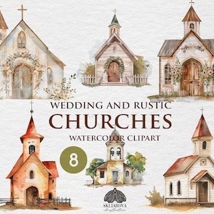 Igreja aquarela clipart Casamento igreja clip art Capela Rústica Convite Religioso Chantry Páscoa clipart Flores Antigas Igrejas de Madeira PNG