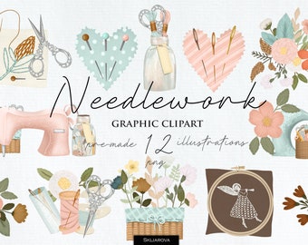 Embroidery clipart Needlework clipart Sewing clipart Embroidery png Sewing machine Embroidery logo graphics Crafting clipart Planner clipart