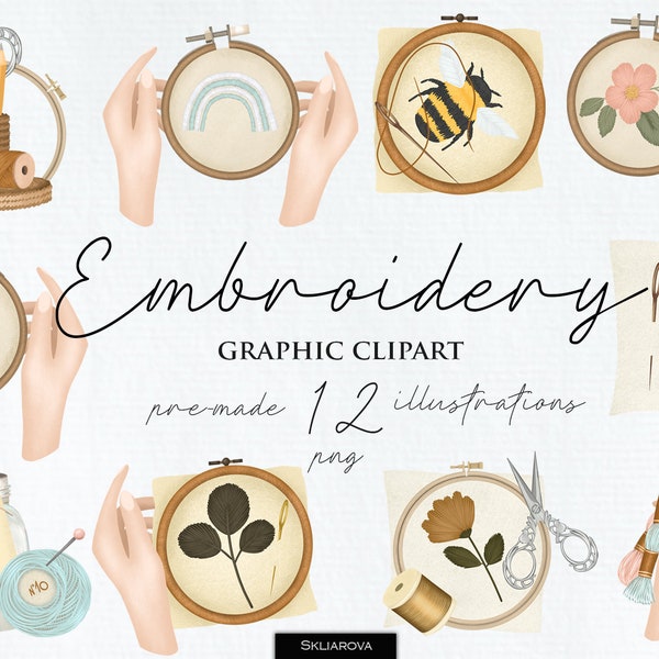 Embroidery clipart Needlework Sewing Png Threads Embroidery hoop clip art Graphics Crafting Planner clipart Vintage Embroidery logo Hands