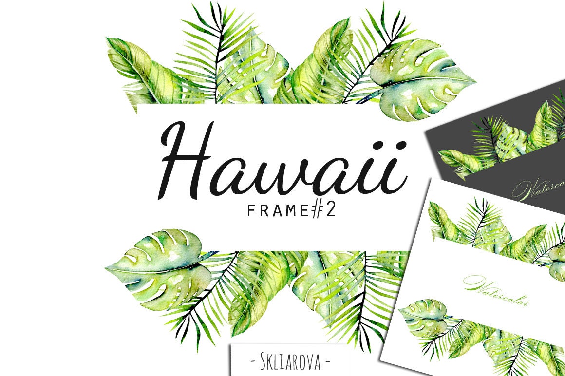 Hawaii Watercolour Exotic Frame Border Summer Floral Palm | Etsy