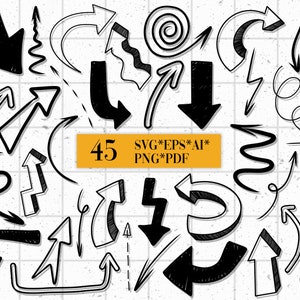 Pijl SVG pijlen SVG bundel schets pijl SVG pijl cricut SVG-bestand Doodle pijlen SVG gebogen pijl SVG pijl clipart pijl silhouet SVG