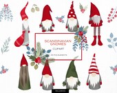 Christmas gnomes clipart Christmas clipart Winter clipart Gnome clipart Floral clipart Nordic gnome Christmas gnome png Scandinavian clipart