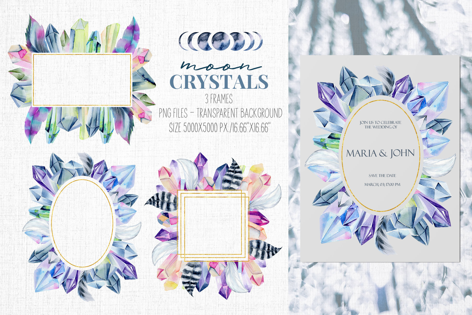 Watercolor Crystal Frame Png Crystal Clipart Digital Frames Etsy UK
