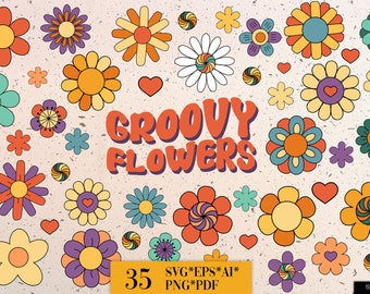 Groovy svg Hippie svg Daisy svg Retro flower svg Funny flower svg Retro svg Retro Daisy svg Boho groovy Flowers svg files for cricut