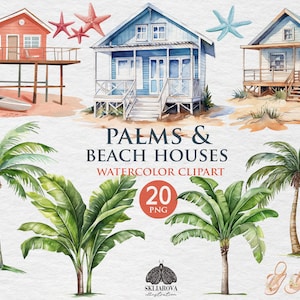 Sommer Clipart Png Aquarell Strand Haus Reise Clip Art Urlaub Ozean Urlaub Banane Palmen See Reise Chaise Lounge Rest