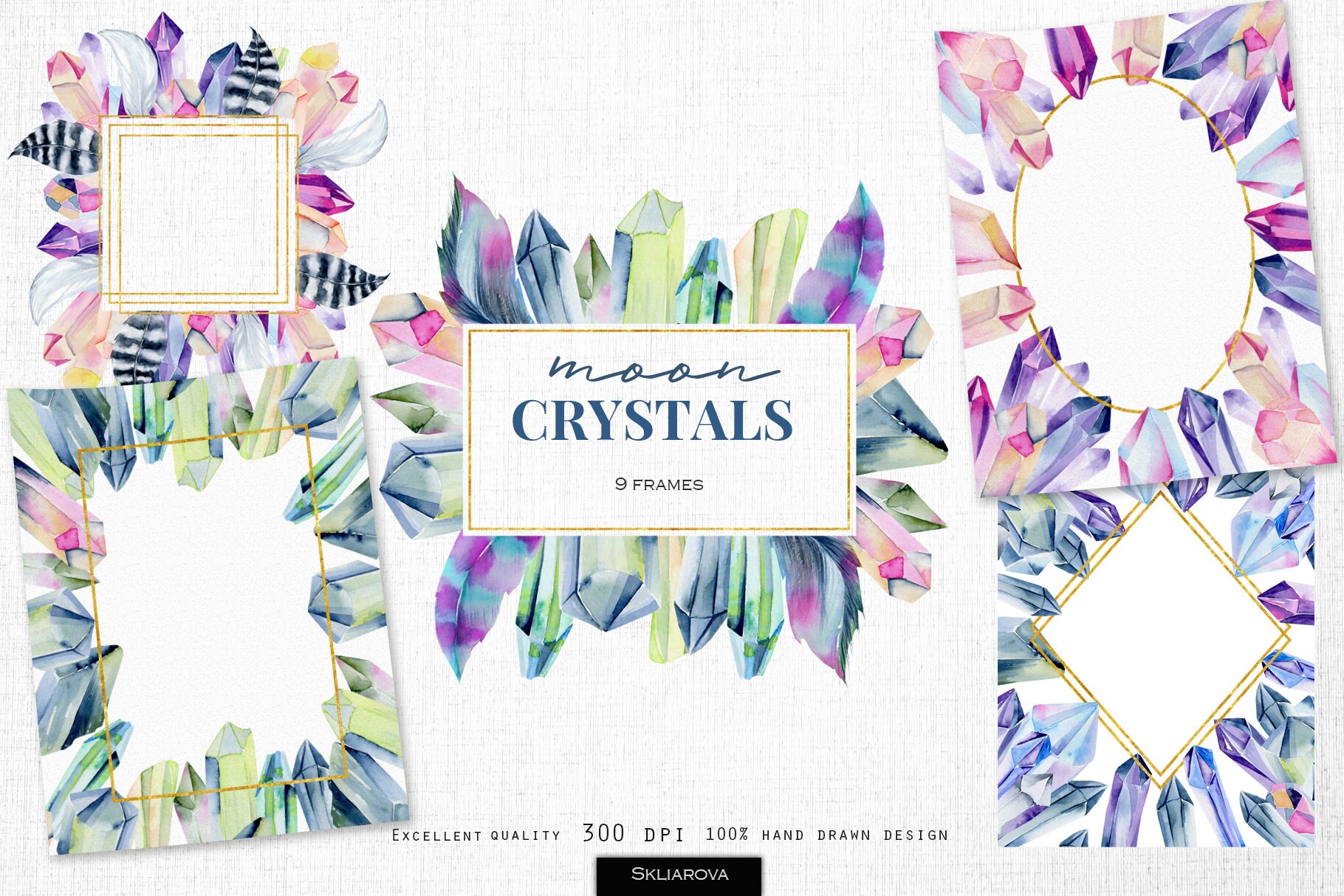 Watercolor Crystal Frame Png Crystal Clipart Digital Frames Etsy UK