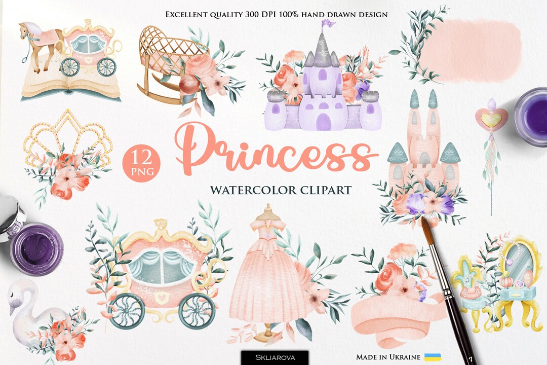 Princess Clipart Fairy Tale Clip Art Nursery Clipart Pink Castle ...