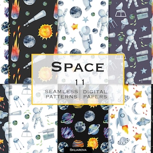 Kid Space digital paper Outer space print Space pattern Children Astronaut Wallpaper Cosmic Printable paper Space Planet Star Sky Rocket