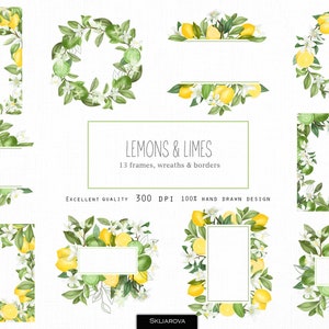 Zitronenrahmen Clipart Zitronenkranz Png Blumenrahmen Clipart Zitronenbaum Clipart Sommer Clipart Zitrone Brautdusche Limetten Clipart Zitronenblume