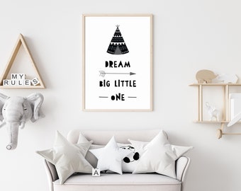 A3 Immagine Poster della stanza dei bambini Foto della stanza dei bambini Foto della stanza dei bambini BOHO TENT TIPI Decorazione della stanza dei bambini indiani, stampa animalier, decorazione della parete Camera dei bambini