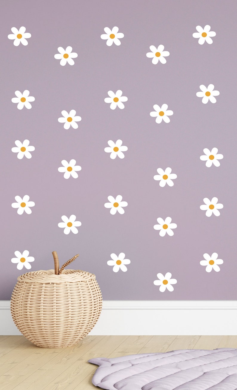 Wall sticker wall sticker for children's room daisies wall decoration set for children's room decoration, wall sticker for children's room daisy decoration image 2