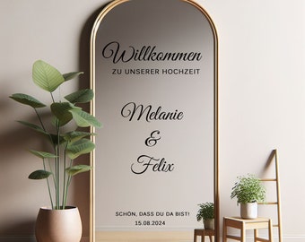 Décalcomanie de mariage miroir, décoration de signe de mariage, décalcomanie de miroir de mariage personnalisée, signe de réception de mariage, décoration de fiançailles