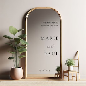 Letrero de bienvenida para boda, con nombres personalizados, para espejo, acrílico y cartón. Adhesivo para espejo de boda, letrero de bienvenida para recepción.