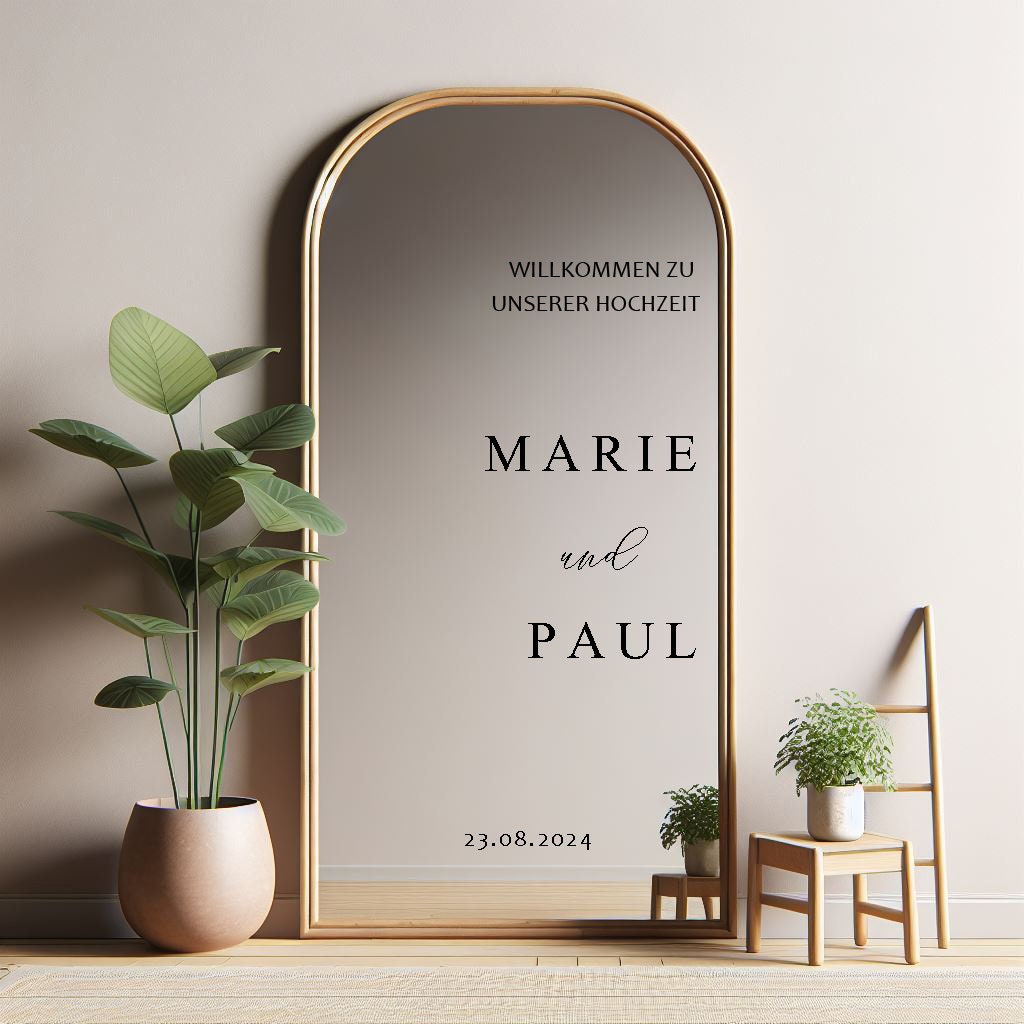 Welcome Wedding Sign, Personalized Names, for Mirror, Acrylic, Cardboard - Wedding Mirror Sticker Welcome Sign Reception Board