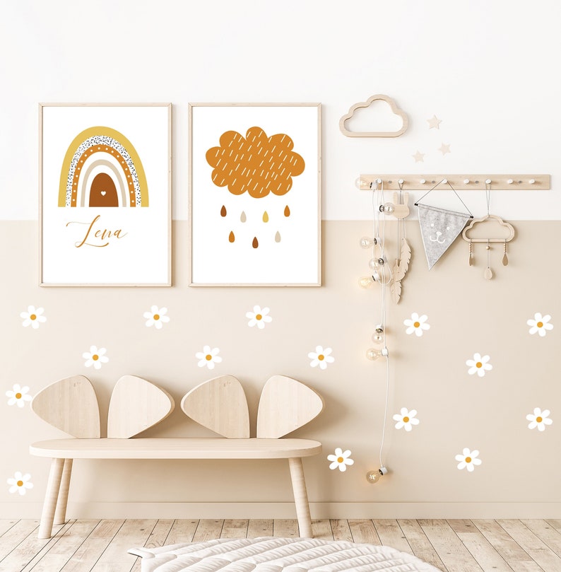 Wall sticker wall sticker for children's room daisies wall decoration set for children's room decoration, wall sticker for children's room daisy decoration image 7