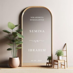 Letrero de bienvenida para boda, con nombres personalizados, para espejo, acrílico y cartón. Adhesivo para espejo de boda, letrero de bienvenida para recepción.