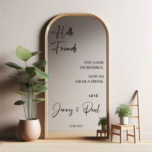 Letrero de bienvenida para boda, con nombres personalizados, para espejo, acrílico y cartón. Adhesivo para espejo de boda, letrero de bienvenida para recepción.