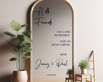 Welcome Wedding Sign, Personalized Names, for Mirror, Acrylic, Cardboard - Wedding Mirror Sticker Welcome Sign Reception Board