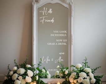 Adesivos de espelho para casamento, decoração de placa de casamento, adesivos de espelho personalizados para casamento, placa para recepção de casamento, decoração de noivado
