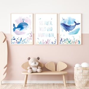 A3 A4 3x immagini poster cameretta bambini acquerello immagini cameretta bambini ANIMALI MARE ACQUERELLO, decorazione cameretta bambini, stampa animalier, decorazione murale cameretta bambini