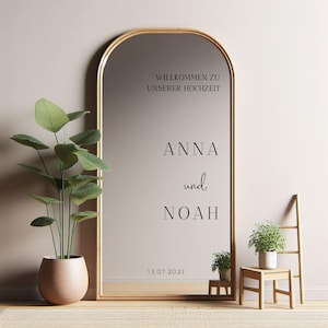 Letrero de bienvenida para boda, con nombres personalizados, para espejo, acrílico y cartón. Adhesivo para espejo de boda, letrero de bienvenida para recepción.