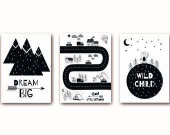 3 Posters/Pictures for kids room SCANDI